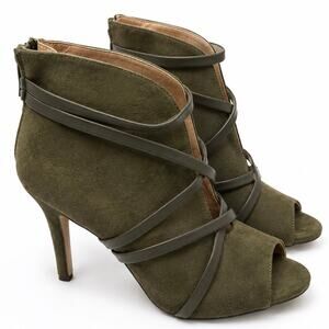 Journee Collection Olive Strappy Peep Toe Heeled Booties Size 8 NWOB